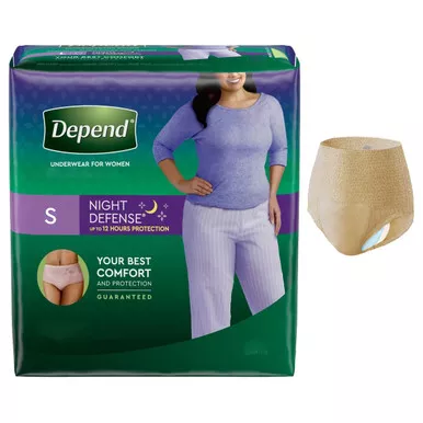 Kimberly Clark 51701 - Depend Night Defense Underwear For Women, Overnight Absorbency, Blush, Small, 24" - 30" Waist. REPLACES 6947917
