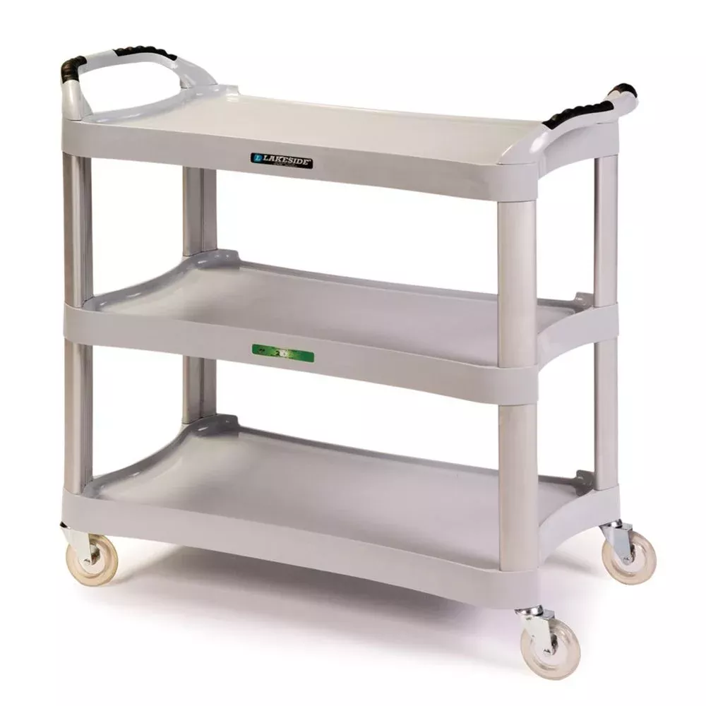Lakeside Contemporary Design Plastic Utility Cart Contemporary Design Plastic Utility Cart, Charcoal, 3 Shelves - 936705