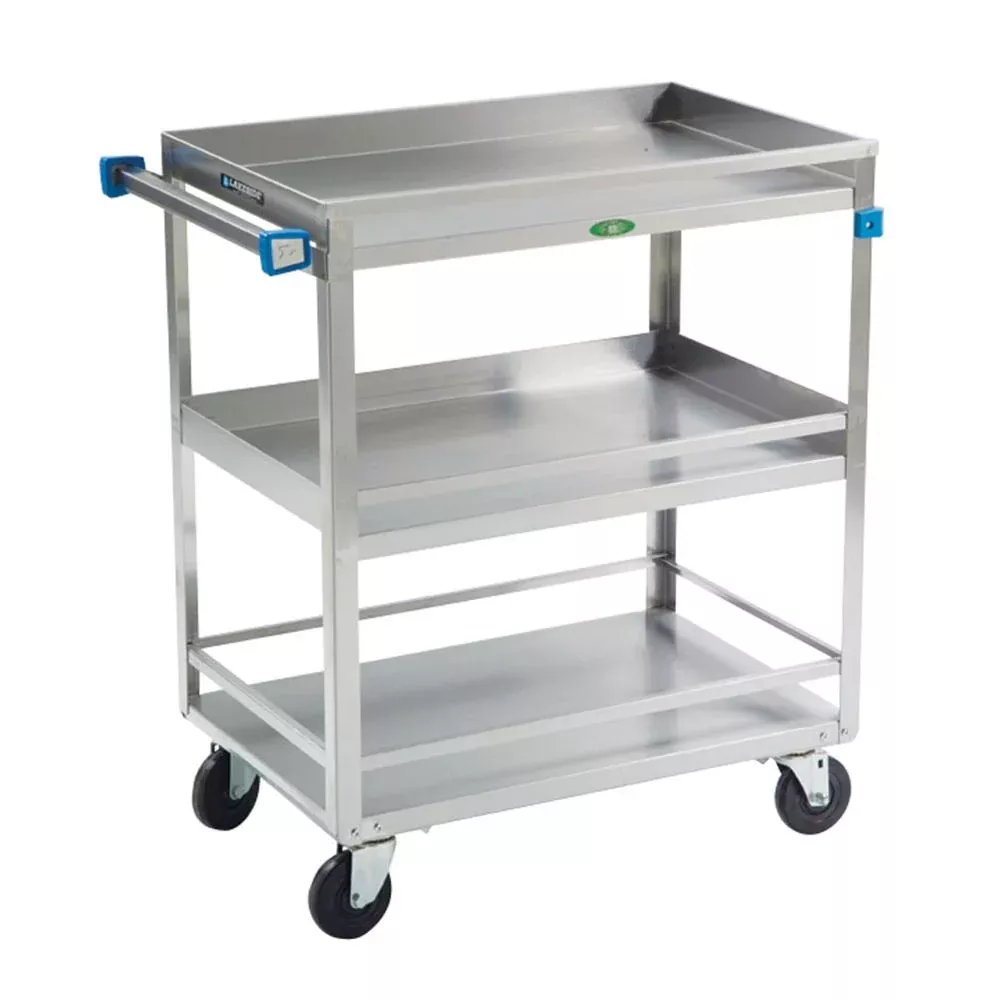 Lakeside Guard Rail Utility Carts Stainless Steel Guard Rail Utility Cart, Std. Duty, 3 Shelves - 936715