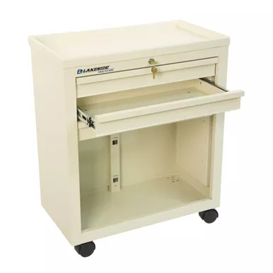 Lakeside Super Saver 3-Drawer Bedside Cart – Compact 29 in Height, 3 Swivel Casters, Beige Finish
