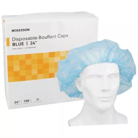 McKesson Bouffant Cap McKesson Blue Elastic Closure - Case of 500 - 40181100-CS