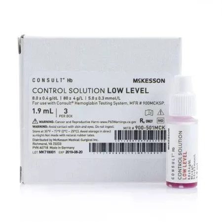 McKesson Control Consult™ Hb Hemoglobin Low Level 3 X 1.9 mL - Box of 3 - 900-501MCK-BX