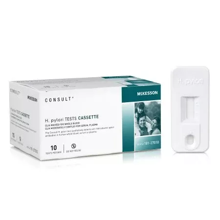 McKesson H. Pylori Test Kit McKesson Infectious Disease Immunoassay H. Pylori Whole Blood / Serum / Plasma Sample 25 Tests CLIA Waived for Whole Blood / CLIA Moderate Complexity for Serum, Plasma - KT/1 - 181-37025-KT