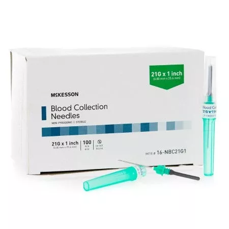 McKesson McKesson Blood Collection Needle 21 Gauge 1 Inch Needle Length Conventional Needle Without Tubing Sterile - Box of 100 - 16-NBC21G1-BX