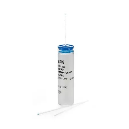 McKesson McKesson Capillary Blood Collection Tube Micro-hematocrit Plain 1.1 X 75 mm 75 ÂµL Blue Stripe Without Closure Glass Tube - VL/100 - 177-51602-VL