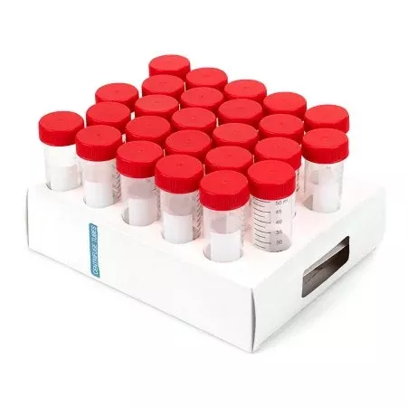 McKesson McKesson Centrifuge Tube Conical Bottom Plain 50 mL Red Screw Cap Polypropylene Tube - Bag of 25 - 177-6297PL-BG