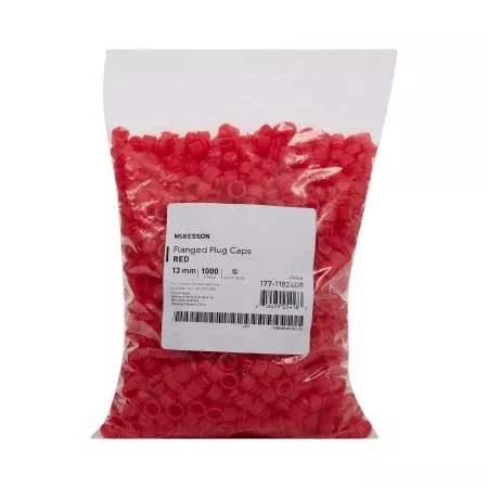 McKesson McKesson Tube Closure Polyethylene Flanged Plug Cap Red 13 mm For Use with 13 mm Blood Drawing Tubes, Glass Test Tubes, Plastic Culture Tubes NonSterile - Case of 20000 - 177-118240R-CS
