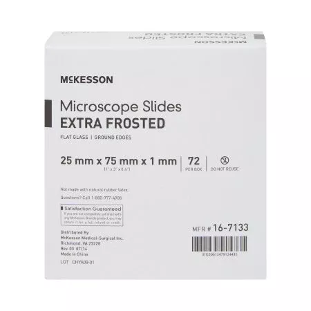 McKesson Microscope Slide McKesson 1 X 3 Inch X 1 mm Extra-Frosted End - Box of 1 - 16-7133-BX
