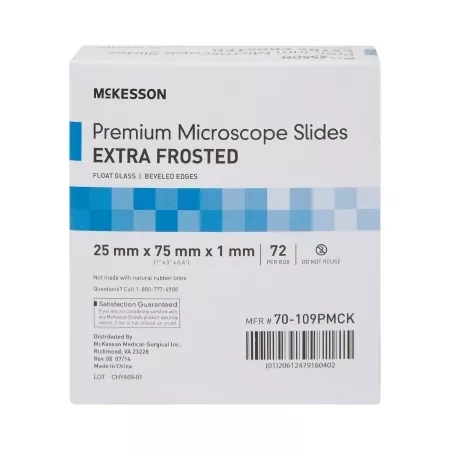 McKesson Microscope Slide McKesson 25 X 75 X 1 mm Extra-Frosted End - Box of 72 - 70-109PMCK-BX
