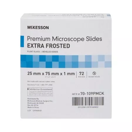McKesson Microscope Slide McKesson 25 X 75 X 1 mm Extra-Frosted End - Case of 1440 - 70-109PMCK-CS