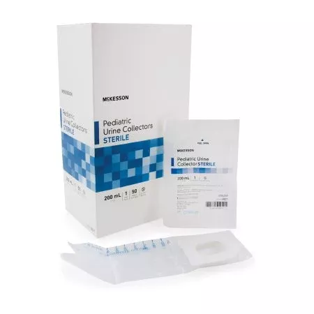 McKesson Pediatric Urine Collection Bag McKesson 200 mL (7 oz.) Adhesive Closure Unprinted Sterile - Each - 4821-EA