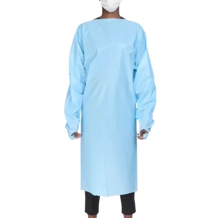 McKesson Protective Procedure Gown McKesson One Size Fits Most Blue NonSterile AAMI Level 2 Disposable - Case of 75 - 18-8576A-CS