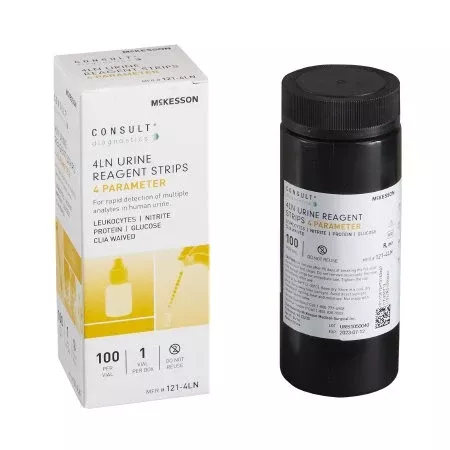 McKesson Reagent Test Strip McKesson Consult™ Glucose, Leucocytes, Nitrite, Protein For McKesson 120 or McKesson CONSULT U120 Ultra Urine Analyzer (MFR # 121-120 or 121-U120) 100 per Bottle - VL/1 - 121-4LN-VL