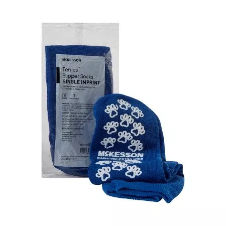 McKesson Slipper Socks McKesson Terries™ Bariatric / Extra Wide Royal Blue Above the Ankle - Pair - 40-1099-PR