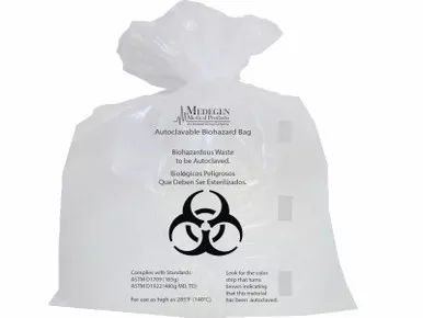 Medgen Medegen Dual Tested Autoclavable Biohazard Bags – Polypropylene, Flat Seal, 31×38 in, 2.0mil, 20–30