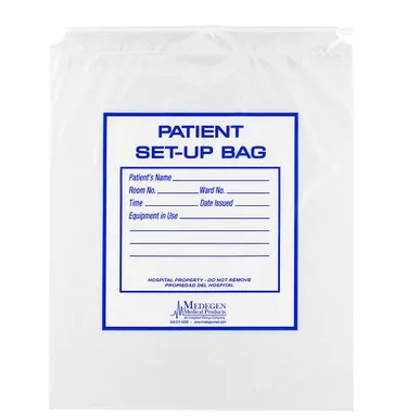 Medgen Patient Set-Up Bags with Drawstring – Clear/Blue & White, 12×16 in Size, Regular Duty, 50/pk, 500/cs