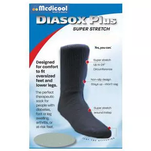 Medicool DPBM - DiaSox Plus Oversize Socks, Medium, Black
