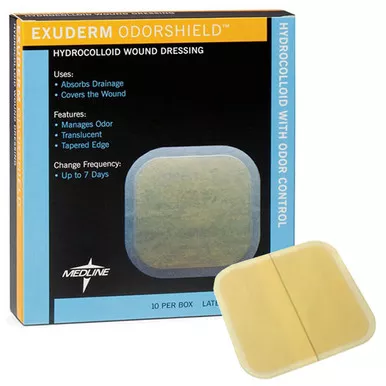Medline MSC5522 - Hydrocolloid Dressing Exuderm OdorShield™ 2 X 2 Inch Square Sterile
