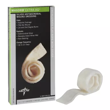 Medline MSC9412EP - Silver Alginate Dressing Maxorb Extra Ag+ 1 X 12 Inch Rope Sterile
