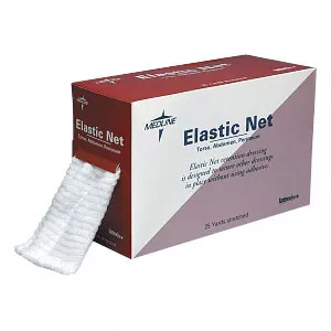 Medline NONNET05 - Elastic Net Retainer Dressing Curad Tubular Rayon / Polyester Knit 12 Inch X 25 Yard Size 5 White Average Arm / Small Leg / Knee NonSterile