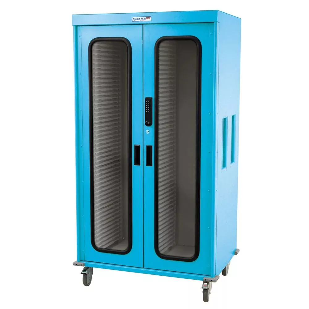 MedStorMax Double Column Carts Double Column Cart, Clear-Panel Door, Navy - 938051/NA/NA/NAVY