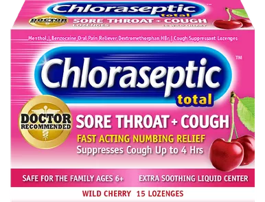 Medtech 678112801227 - Chloraseptic Total, Wild Cherry, Sore Throat and Cough Lozenges, 15 ct.