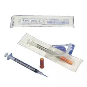 Monoject Softpack Insulin Syringe 28g X 1/2", 1/2 Ml (100 Count)- Box of 100