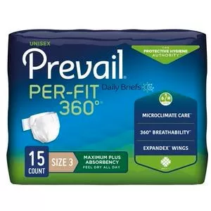 PK/15 - Prevail Per-Fit 360 Incontinence Briefs, Maximum Plus Absorbency, Size 3/ X-Large 58" - 70" - REPLACES: FQPFNG014Manufacturer #: FQPFNG0141