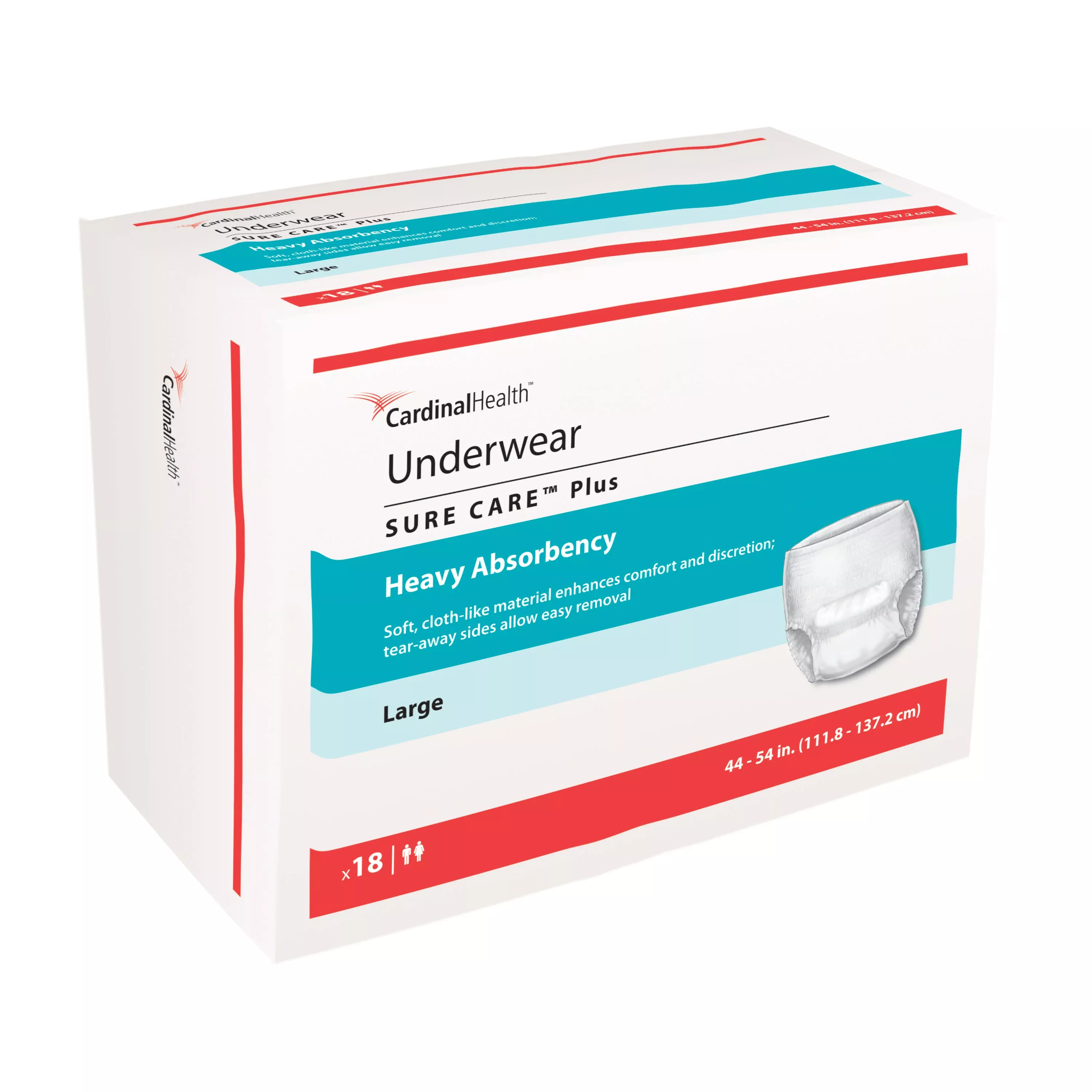PK/18 - Cardinal Health Protective Underwear, Sure Care Plus, Heavy Absorbency, Large, 44" - 54"Manufacturer #: 1615A