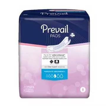 PK/20 - Prevail Bladder Control Moderate Pad White 9-1/4"Manufacturer #: BC012