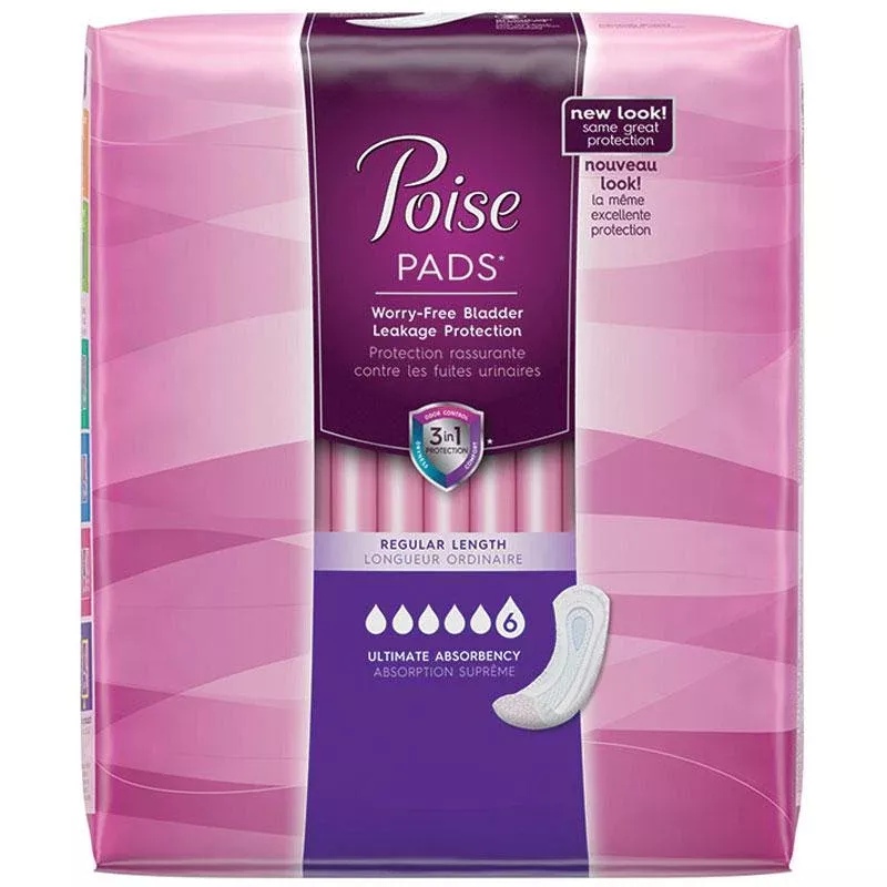 Poise Incontinence Overnight Pads, Ultimate Absorbency, Long, 15.9"- Pack(age) of 27