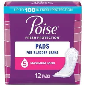 Poise Maximum Long Pads, 14.06" Long- Pack(age) of 12