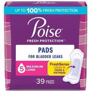 Poise Ultra Plus With Side Shields, Maximum Long, 14.37" L- Pack(age) of 39