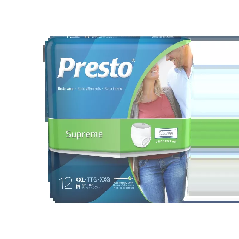 Presto Discreet Underwear, XX-large, Unisex, 68" - 80"- Package of 12