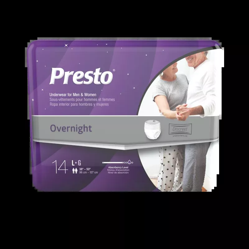 Presto Flexright Underwear, Extended Absorbency, Large, 44"-58"- Package of 14