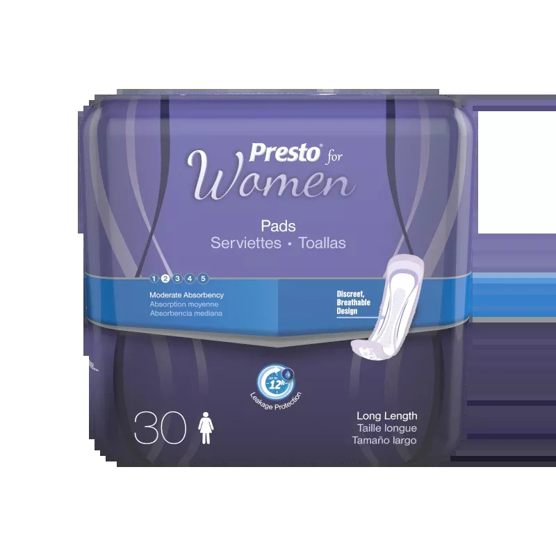 Presto Pads, Moderate Absorbency, 12" Long- Package of 30