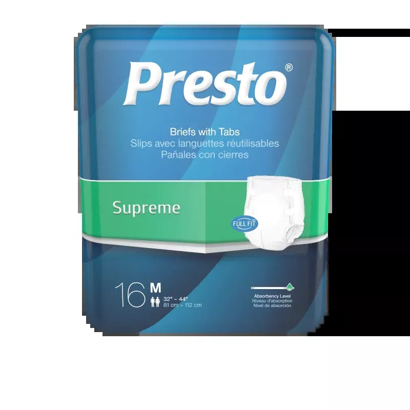 Presto Supreme Brief, Medium, 32"-44"- Package of 16