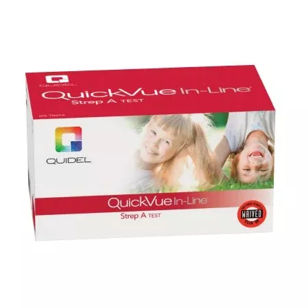 Quidel Respiratory Test Kit QuickVue In-Line Strep A Infectious Disease Immunoassay Strep A Test Throat / Tonsil Saliva Sample 25 Tests CLIA Waived - Case of 12 - 00343-CS