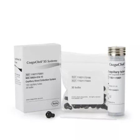 Roche Diagnostics Capillary Tubes and Bulbs 100 Plastic Disposable Capillary Tubes, 10 Bulbs CoaguChek - Box of 100 - 11621173001-BX