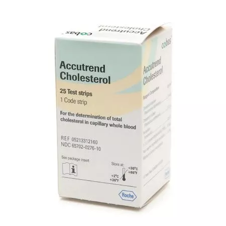 Roche Diagnostics Reagent Test Strip Accutrend Plus Cholesterol For Accutrend Plus Meter 25 Tests 25 Test Strips, 1 Code Strip - Box of 25 - 05213312160-BX