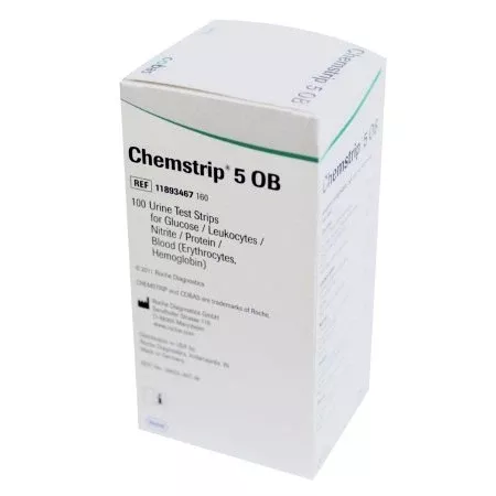 Roche Diagnostics Reagent Test Strip Chemstrip Blood, Glucose, Leukocytes, Nitrite, Protein For Urisys 1100 100 per Bottle - VL/1 - 11893467160-VL