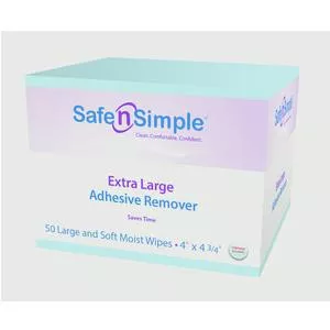 Safe N Simple SNS00644 - Safe N Simple Extra Large Adhesive Remover Wipe, 4" x 4-3/4"