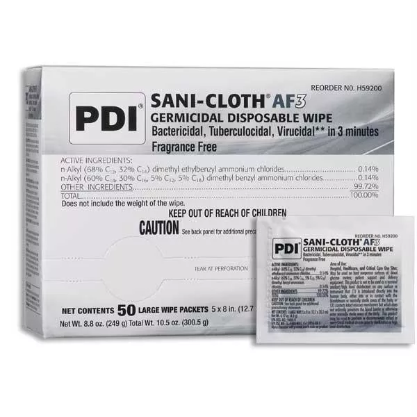 Sani-cloth Af3Individual PacketsLarge5X 8- Box of 50