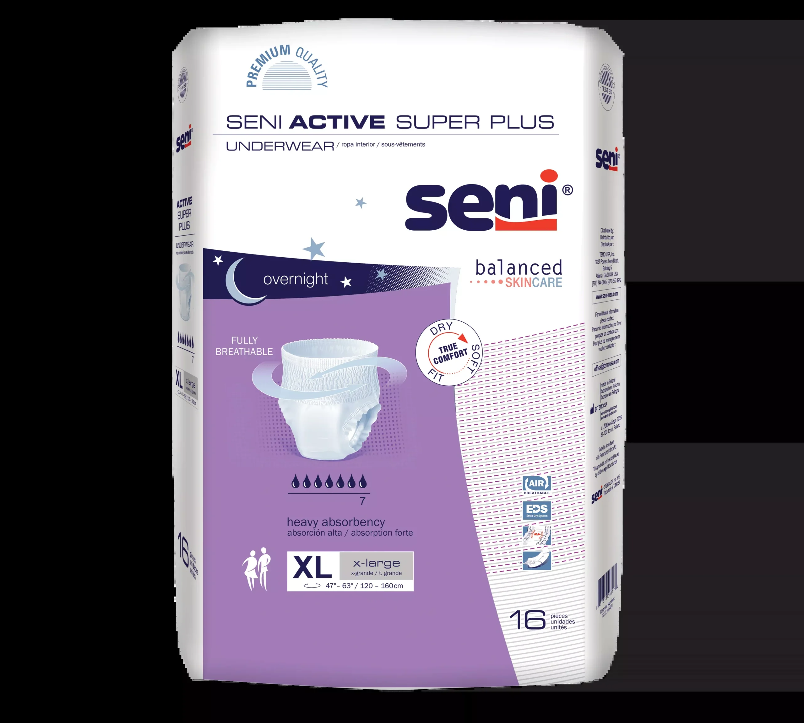 Seni Active Super Plus Pull-on Underwear, X-large, 16 Count - 47" - 63"- Pack(age) of 16