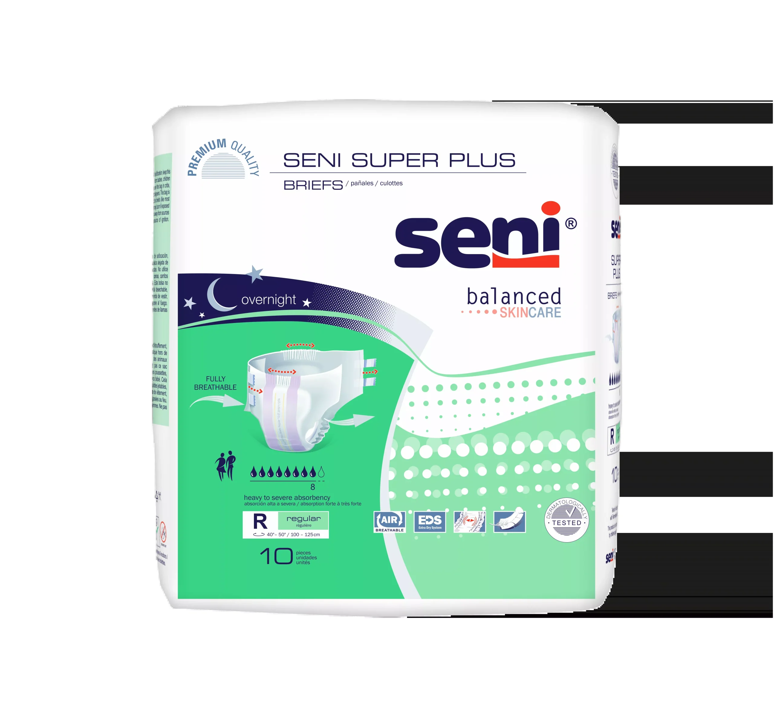 Seni Super Plus Briefs, Regular, 10 Count - 40" - 50"- Pack(age) of 10