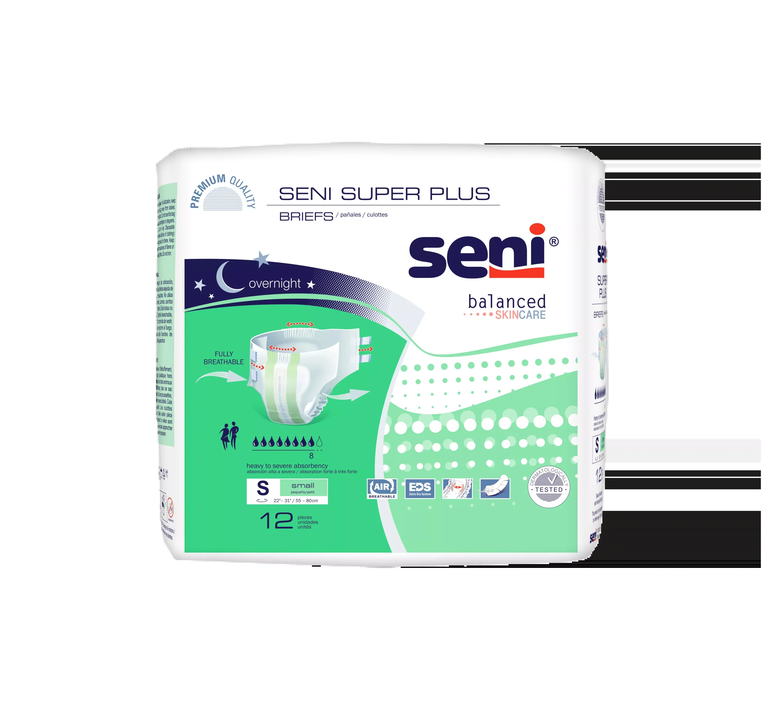 Seni Super Plus Briefs, Small, 12 Count - 22" - 31"- Pack(age) of 12