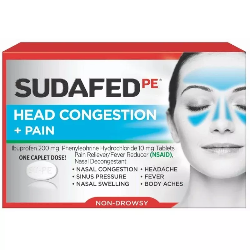 Sudafed Pe Sinus Head Congestion + Pain Non-drowsy Caplets 20 Ct- 1 Each