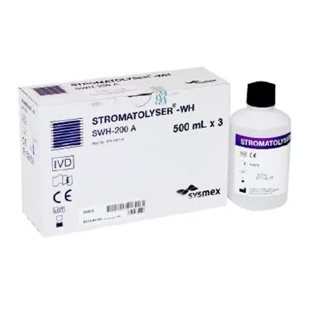 Sysmex America Reagent Stromatolyser-WH Hematology HGB / WBC Count For Sysmex Automated Hematology Analyzers 3 X 500 mL - Box of 1 - SWH-200A-BX