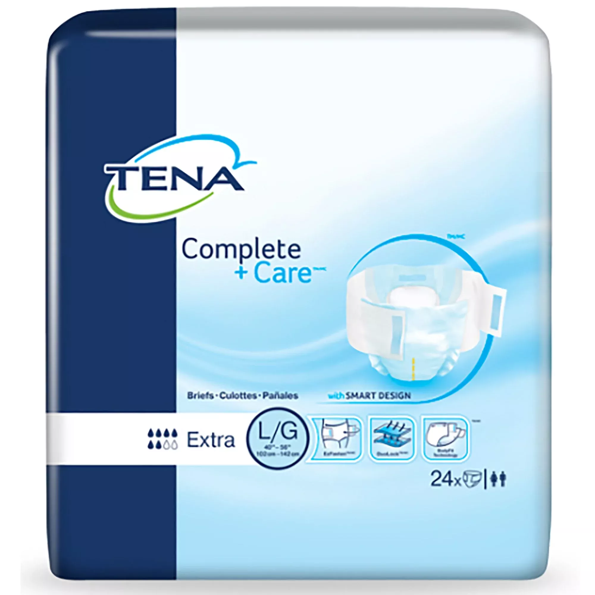 Tena Complete +care Brief, Large 40" - 56", 24 Count.- Pack of 24