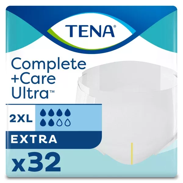TENA Complete +Care Ultra Incontinence Bariatric Brief, Moderate Absorbency, Unisex 58" - 69"- Pack of 32